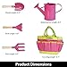 D SERIES Kids Gardening Tool Set Real Tools with Safety Edges, Gloves & Durable Tool Carrying Bag | Includes Pink Watering Can, Child Sized Trowel, Rake & Garden Fork | Learn While Playing