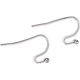 KISSITTY 300-Piece Hypoallergenic 316 Stainless Steel French Hook Ball Dot Ear Wires 22x12x2mm Dangle Earring Findings for DIY Jewelry Making
