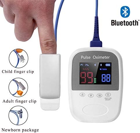 DZWJ Handheld Pulse Oximeter, Adult Paediatric Neonatal Probes Test Blood Oxygen Saturation and Pulse Rate with Bluetooth