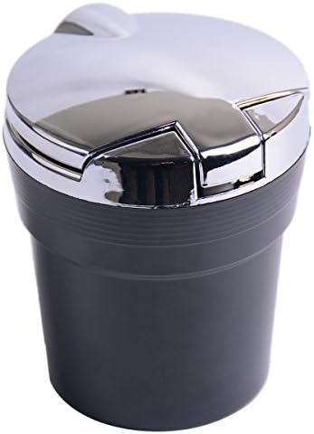 XINDELL Car Portable Smokeless Ashtray with Blue LED Light, Health Safety Ash Tray (Silver &amp;Black)