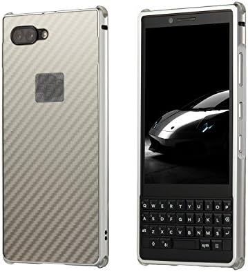 BlackBerry KEY2 Metal Case+ Screen Protector, ZLDECO Edge Shockproof Metal Frame + Carbon Fiber Back Cover with 1 Tempered Glass Screen protector Protective for BlackBerry KEY2 (Silver)