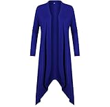 Solatin Women's Long Sleeve Forked Tail Drape Cardigan Open Front Light Weight Shirt Blue 2XL