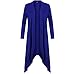 Solatin Women's Long Sleeve Forked Tail Drape Cardigan Open Front Light Weight Shirt Blue 2XL