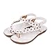 TOOPOOT Women's Sweet Summer Bohemia Beaded Sandals Clip Toe Flat Sandals (8, White)