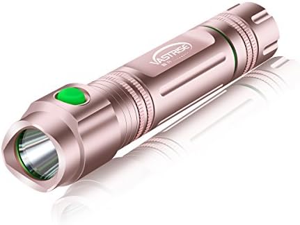 VASTRISE Super Bright Tactical Flashlight, defence,Rechargeable (18650 Battery Included), defence,Water-Resistant, 270 Lumens CREE LED, 5 Light Modes for Camping and Hiking (Rose gold)