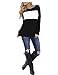 Women's Long Sleeve Casual T Shirts Color Block Elbow Patches Tops Blouse Tunic Black