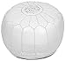 Moroccan Buzz Premium Leather Pouf Ottoman Cover, White (UNSTUFFED Pouf)