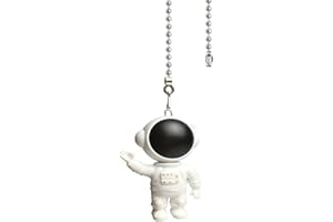 OMYZERO 12 inch Ceiling Fan Pull Chain Spaceman Charm Pendant Ceiling Fan Danglers Fan Pulls Chain Extender with Ball Chain Connector for Ceiling Fan Light Decoration(Black)