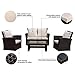 Wisteria Lane Outdoor Patio Furniture Set, 5 Piece Garden Rattan Sofa Wicker sectional Sofa Seat with Coffee Table,Brown