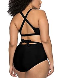 Kisscynest Traje de baño para dama, talla grande, 2 piezas