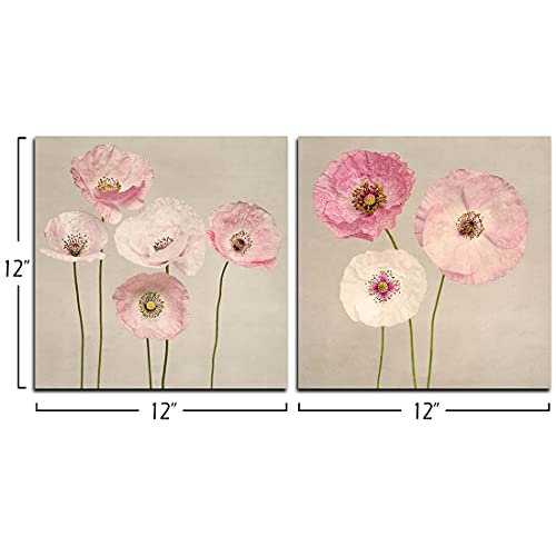 Gardenia Art Pink Flowers Modern Canvas Wall Art 12x12 inch,2 Pcs