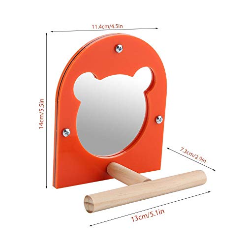 Pet Bird Cage Acrylic Mirror Toy with Perch Wood Standing Bar Rack Playstand Toy for Macaws Lovebird Cockatoo Parakeet Finch Cockatiels - Thumbnail 7