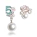 Fashion jewelry designer statement imitation pearl lucky number enamel floral dangle earrings for women (Turquoise)