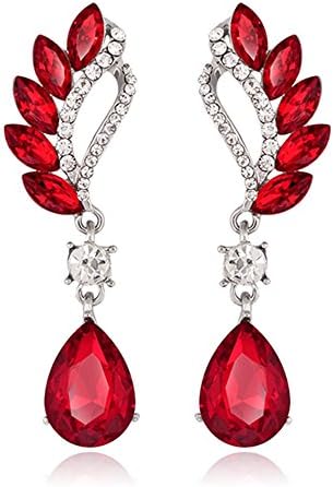 Danbihuabi Fashion Crystal Rhinestone Glass Drop Earring Jewelry(red,blue,purple,green,white)