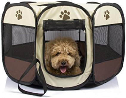MESASA Portable Foldable Pet Playpen, Indoor/Outdoor, Dog/Cat/Puppy Exercise pen Kennel, Removable Mesh Shade Cover, dog pop up silhouettes pet pen (L, #2)