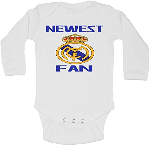 Anicelook Newest real Madrid fan infant Long sleeve romper onesie creeper (6-12months, White)