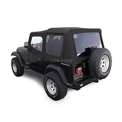 Sierra Offroad Soft Top Fits 1988-1995 Jeep Wrangler YJ 2DR, Includes Upper Door Skins, Sailcloth Vinyl, Black - Thumbnail 5