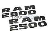 2 NEW MATTE BLACK RAM 2500 EMBLEMS NAMEPLATES BADGES 2014-2016