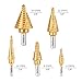 Step Drill Bit Set, Tacklife PSD4 Titanium Spiral Grooved Drill Bit & Automatic Center Punch, Double Cutting Blades, X-Type Opening, Laser Marking|5-Piece Set|Total 50 Sizes