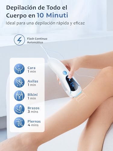 IPL Laser Epilator with Cooling Function, 19.35 J Pulsed Light Epilator with 9 Energy Level, 2 Modes, 999,900 Pulsed Light for Women and Men, Legs, Bikini, Armpits, Face, Blue Body