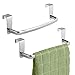 mDesign Steel Metal Wire Over Cabinet Towel Rack Storage Organizer - Hang on Cabinet or Door - Towel Bar Holder for Kitchen - Holds Hand Towels, Washcloths - Spira Collection, 2 Pack, Chrome