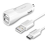 LG V20 Car Charger - iRAG 3.1A 2-Port USB Adapter with 3.3ft Type C to A Charging Cable Cord