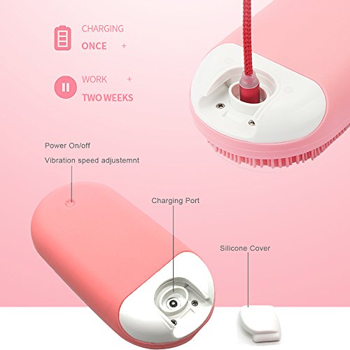 INNERNEED Waterproof Electric Facial & Body Cleansing Brush Kit with Soft Silicone Exfoliating Head and Handle (Pink)