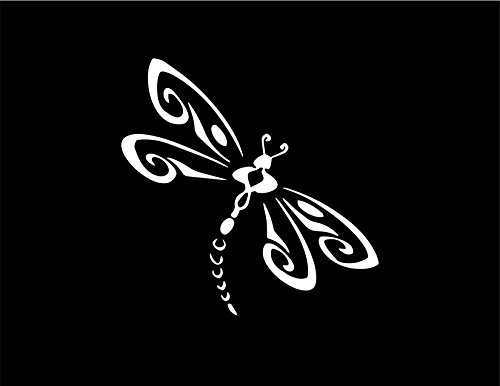NI152 Dragonfly - Die Cut Vinyl Window Decal/Sticker for Car/Truck 5"x5" | Premium Quality White Vinyl