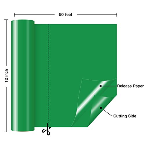 HTVRONT Green Permanent Adhesive Vinyl Roll 12" by 50 FEET Green