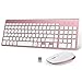 Wireless Keyboard and Mouse Combo, FENIFOX 2.4G USB Ergonomic Compact Whisper Quiet QWERTY for Mac iMac Windows PC Computer Laptop TV (Rose Gold)