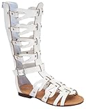 Link Atta 07K Little Girls Strappy Gladiator Comfort Flat Sandals White