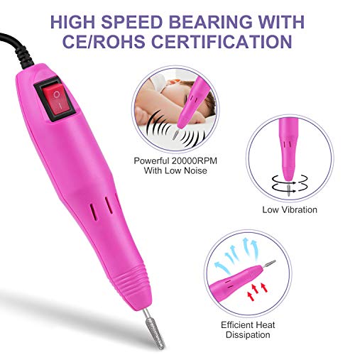 Nail Drill Machine Kit, WeePro Professional Electric Nail File Drill Remove & Polish Acrylic Nail & Gel Nail - Manicure Pedicure Polishing Shape Tool Set for Home Salon - Nail Art polisher Set for DIY