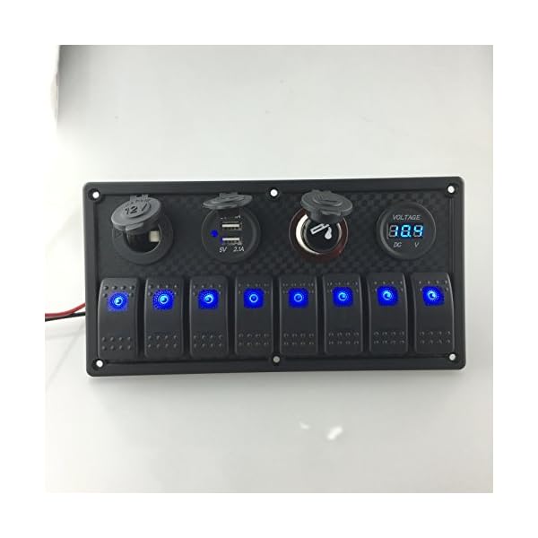 IztossDigital-Voltmeter12V-power-Socket-Double-USB-Power-Charger-Adapter-ABS-Flush-Mount-blue-8-gang-rocker-switch-Panel-for-RV-Car-Boat