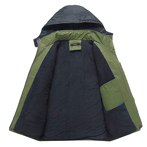 NRUTUP Men's Casual Long Cotton Padded Velvet Thickened Outdoor Sports Coat Track & Active Jackets Active Shirts & Tees(Green,XL) - Thumbnail 4