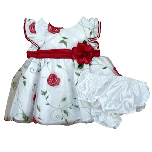 Sweet Heart Rose Infant Girls White Satin Party Holiday Dress with Rosette 12m
