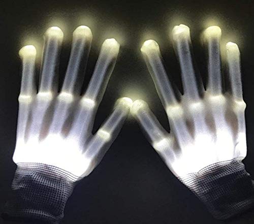 LED Gloves, Light Up Rainbow Flash Skeleton Hand Gloves 5 Colour 6 Modes Glow for Festivals/ Halloween/ Christmas/ Bonfire Night/ Party/ Games/ Gift, Small Size Kids(5-10 yrs Rainbow)