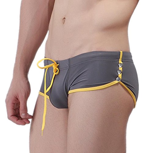 Men's Swimming Trunks, TOOPOOT Mens Boxer Swimming Briefs (XL, Gray)