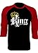 King and Queen Shirts Couple Matching Raglan 3/4 Sleeve T-Shirt for HIS & HER