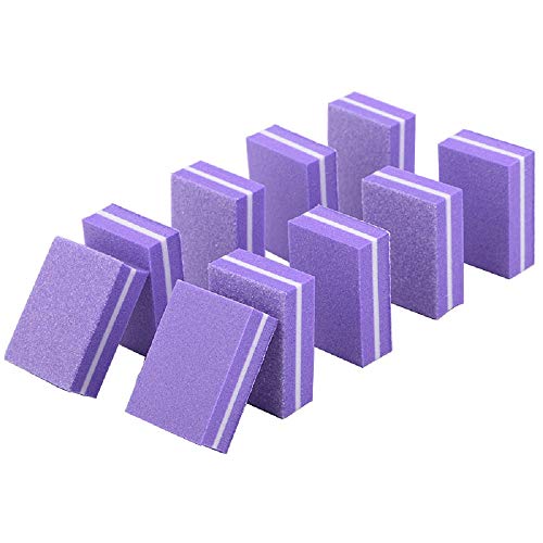 YIMART 20 Pcs Double-sided Mini Nail Buffer Block Colorful Sponge Nail Polish Sanding Buffer Strips Nail File Blocks Manicure Tools (Purple)