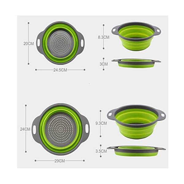 YCYM-Direct-Set-of-2-Collapsible-Colander-with-Handle-Folding-ColanderSilicone-Colander-for-Kitchen-Strainer-Space-Saver-2-SizeRed YCYM-Direct Set of 2 Collapsible Colander with Handle Folding Colander,Silicone Colander for Kitchen Strainer Space…