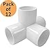 SELLERS360 4Way 1/2 inch PVC Fittings Corner Cross Elbow 45 90 Degree for Greenhouse Shed Pipe, Tent Connection Tee, Furniture Build Grade SCH40 [Pack of 12]