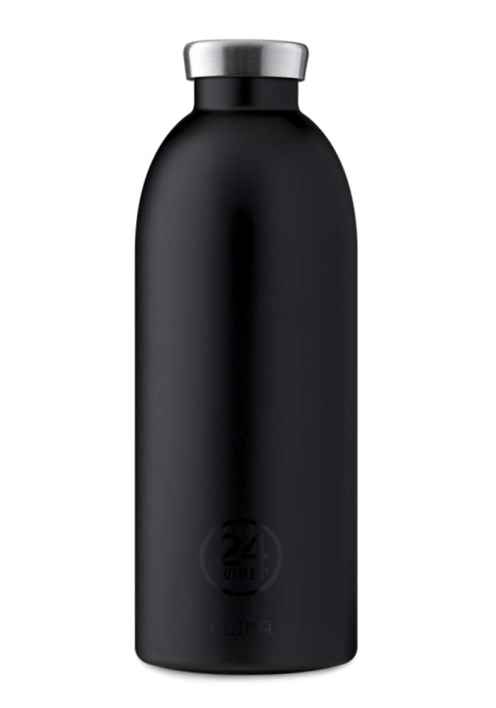 24Bottles Clima Bottle Tuxedo Black – Thermos Flask (0.85 L, Black, Stainless Steel, 12 Hours, 24 Hours, 8.5 cm)