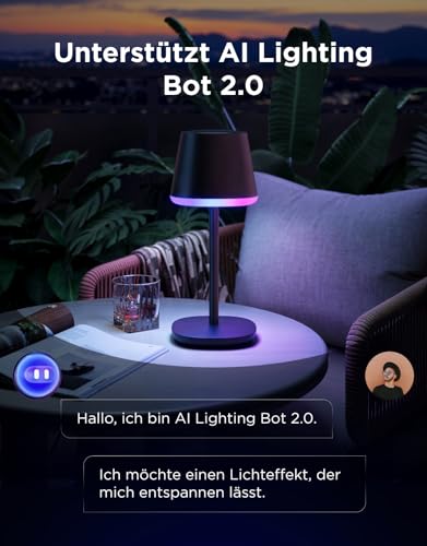 Govee Table Lamp Wireless Battery, RGBICWW Table Lamp Compatible with Matte Alexa, 500 lm Bedside Lamp Dimmable with 4800 mAh Rechargeable, 72 Scenes, 2700 K-6500 K for Living Room, Dining Room