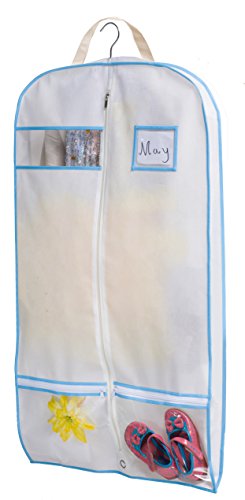 Kimbora 40" Travel Dance/Dress Costume Garment Bag with Clear Square ID Window Pocket and Accessories & Shoes Zipper Pocket (White) - Thumbnail 7