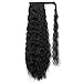 AISI BEAUTY Long Ponytail Extensions for Black Women Synthetic 22 inch Curly Wrap Around Black Ponytail Corn Wave Ponytail Hairpiece Magic Paste Black Ponytail(color:1B#)
