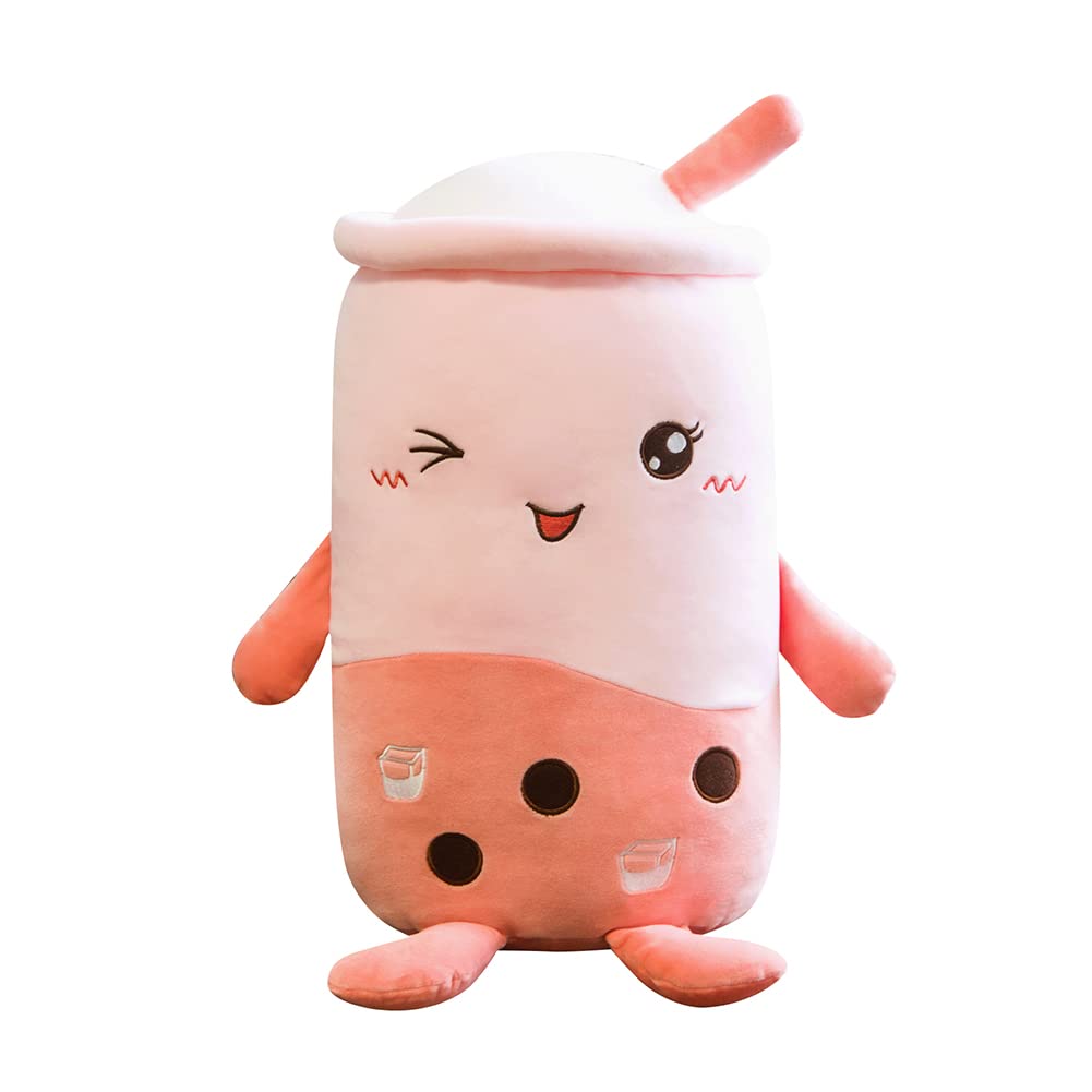 Uposao 24 cm Bubble Tea Plush Toy, Plush Cushion Milk Tea Soft Doll Tea Cup Cushion Filled Hugging Pillow Cuddly Toys Sleeping Pillow Plush Dolls Children's Toy Birthday Gift, Pink