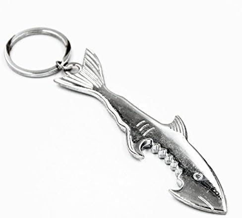 Axixi Shark Style Metal Bottle Opener Keychain Keyring Key Chain Ring (Silver)