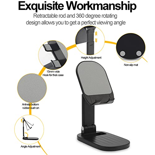 Foldable Phone Stand for Desk Adjustable Height Cell Phone