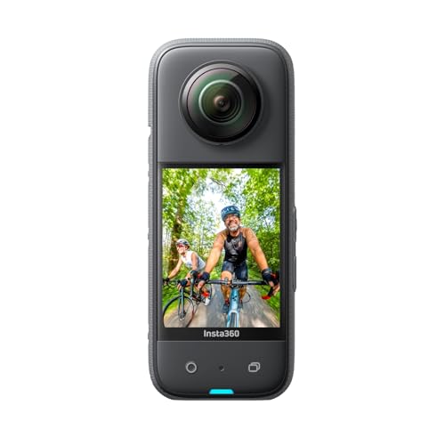 Insta360 X3 wasserdichte 360° Action Kamera mit 1,27 cm (1/2 Zoll)-Sensor, 5,7 K 360°, 72 MP 360° Fotos, Stabilisierung, 5,8 cm (2,29 Zoll)-Touchscree