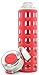 Ello Syndicate 20oz Reusable Glass Water Bottle with One-Touch Leak Proof Flip Lid and Protective Non-Slip Silicone Sleeve and Carry Loop for Coffee, Tea and Water, BPA-free Dishwasher Safe, Coral